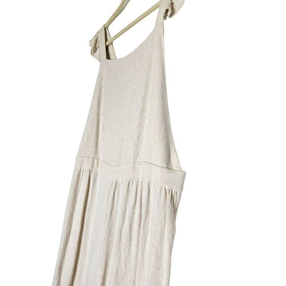 Hem & Thread NWT Beige Linen‎ Viscose Jumpsuit With Ruffled Adjustable Straps L - Picture 8 of 16